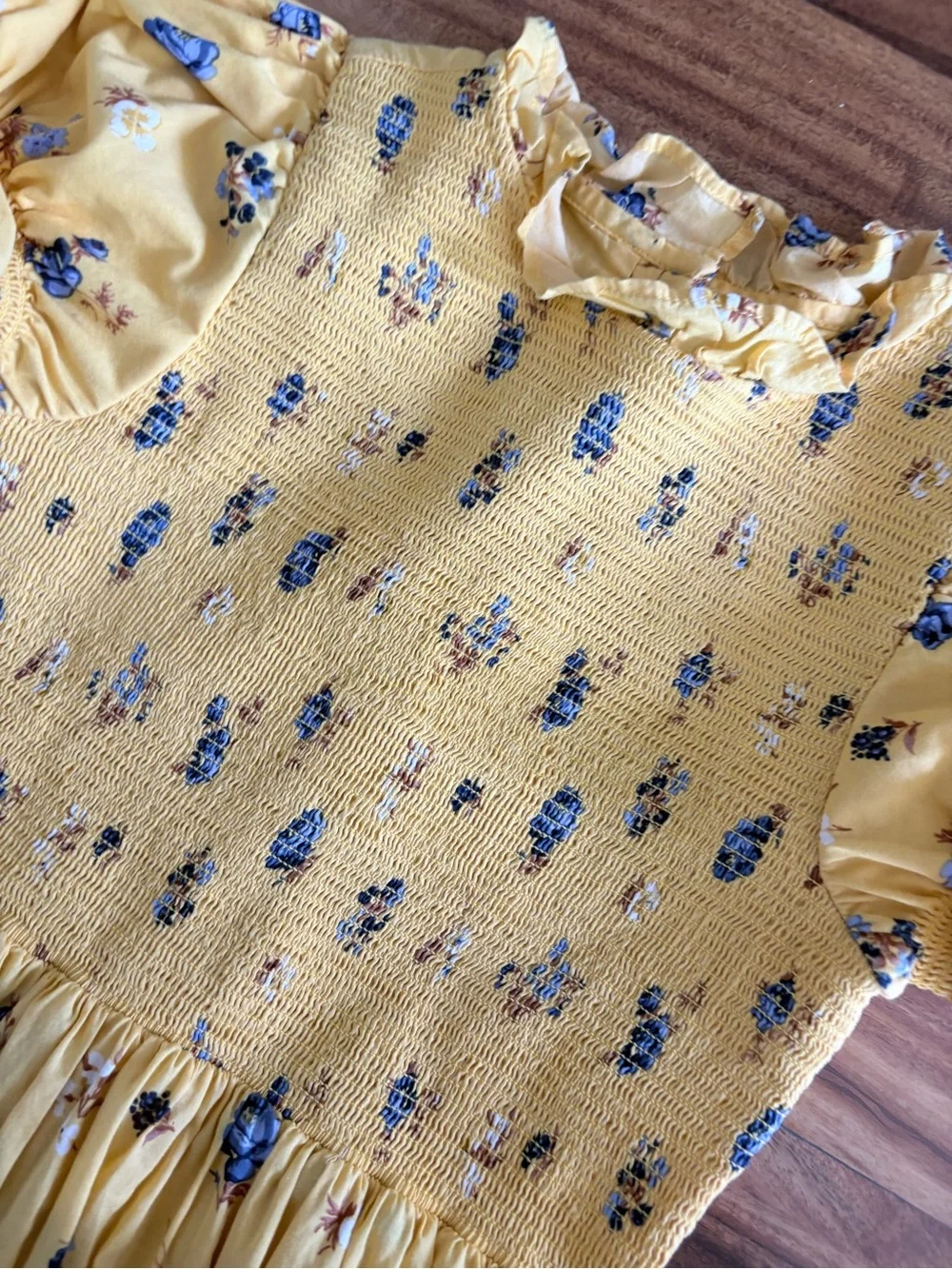 Janie & Jack Girls Yolk Yellow Floral The Hannah Floral Smocked Dress Size 8 10